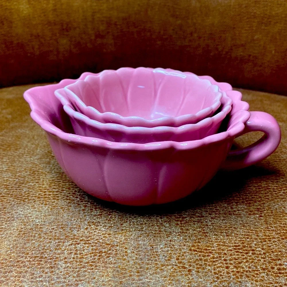 Schumann Retail Group Willow Nesting 3 Pink Pc. Ceramic Measuring Cup Set